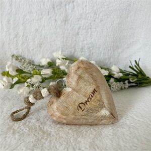 Rustic Wooden Dream Heart Ornament Hanging Shabby Chic Farmhouse Decor